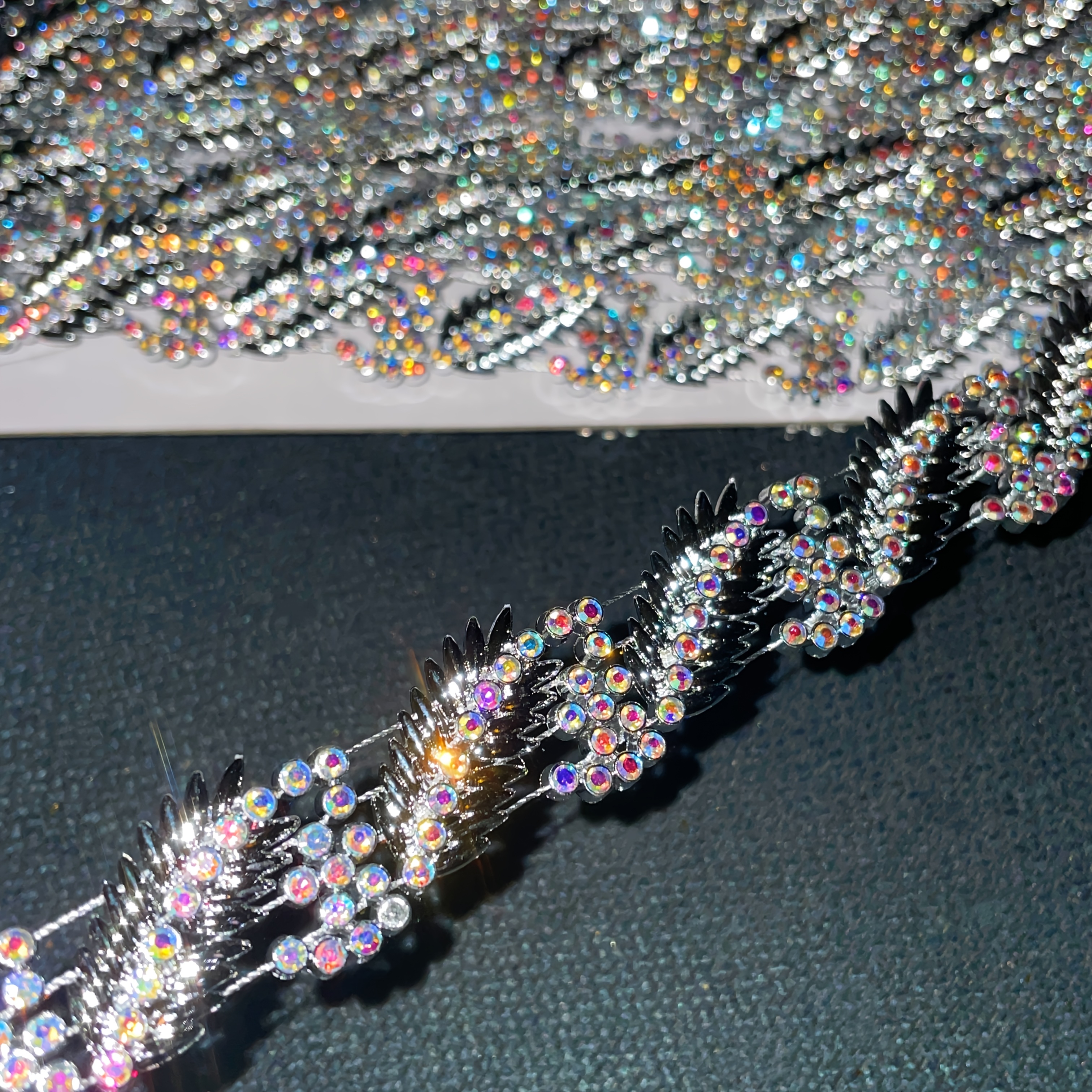 180cm Rhinestone Decorative Lace for Party Dress Embellishment